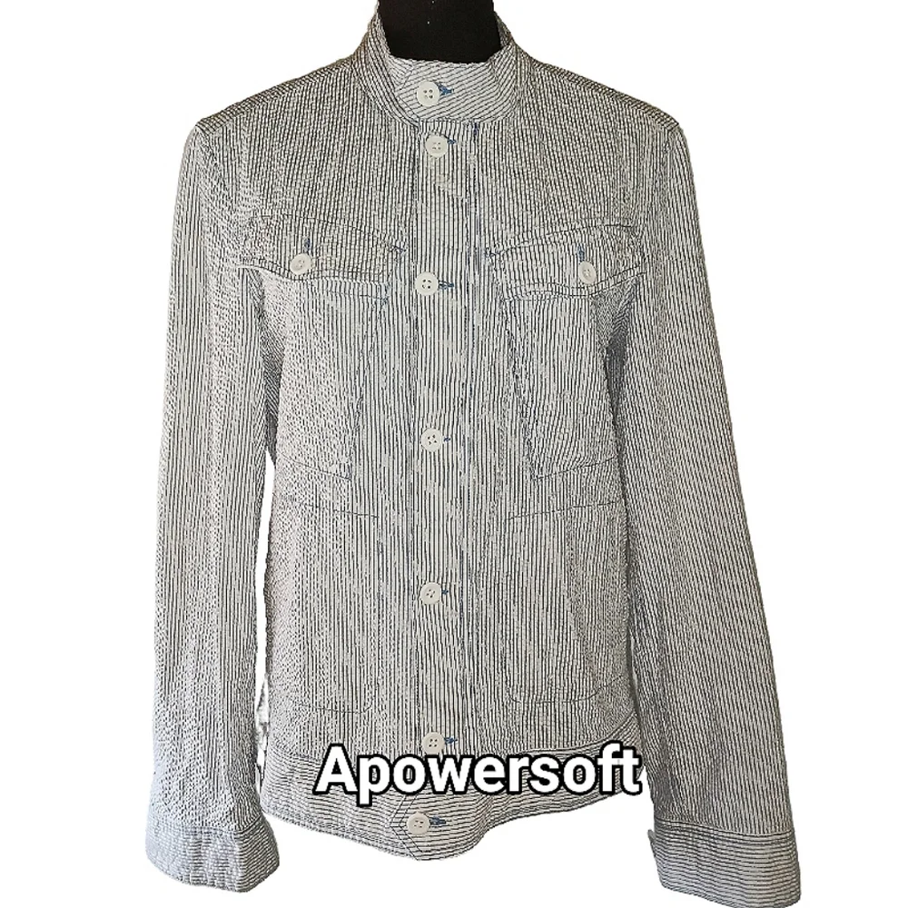 Blue/White Seersucker Moto Jacket